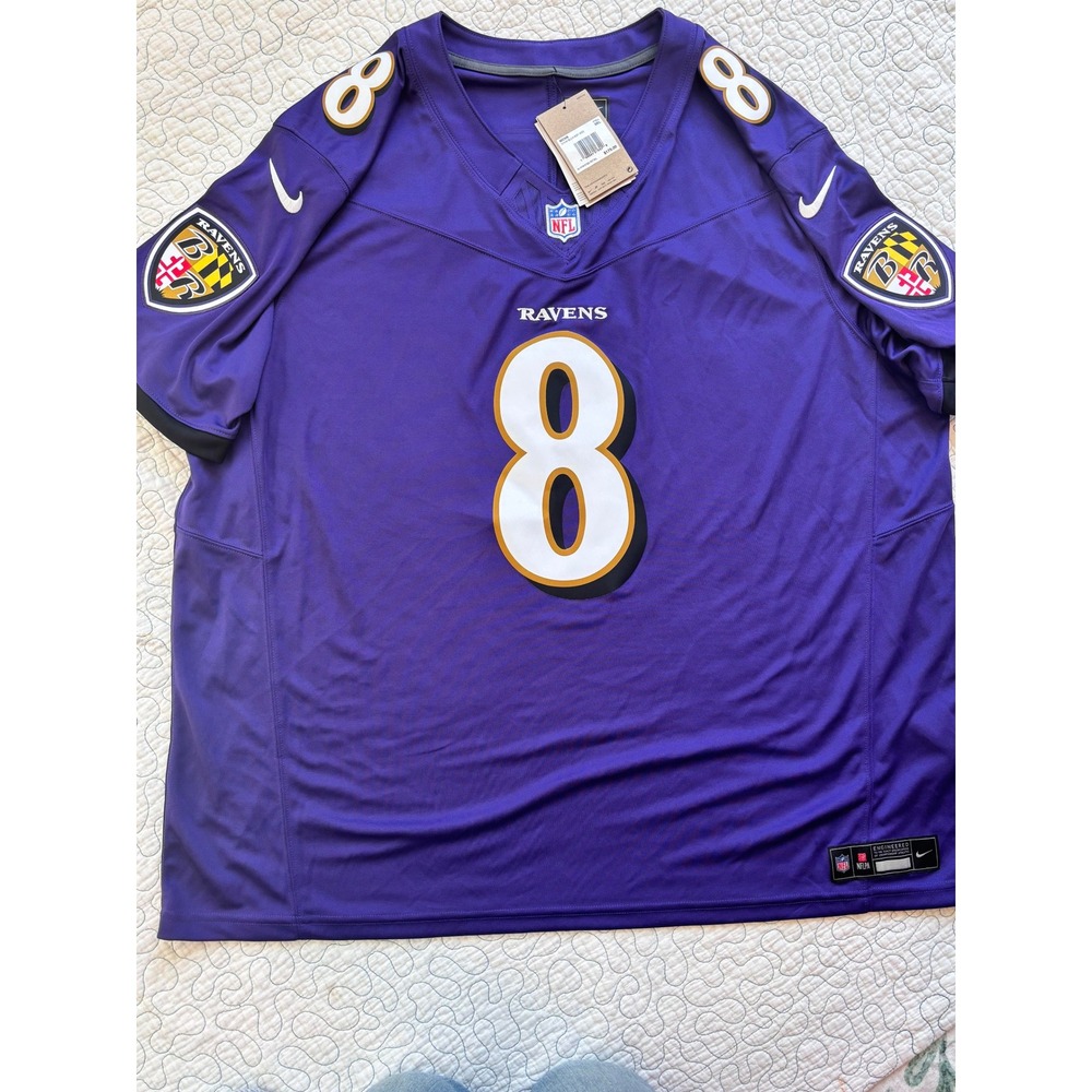 Nike Baltimore Ravens Lamar Jackson #8 Purple NFL Jersey Mens 3XL Dri-FIT
